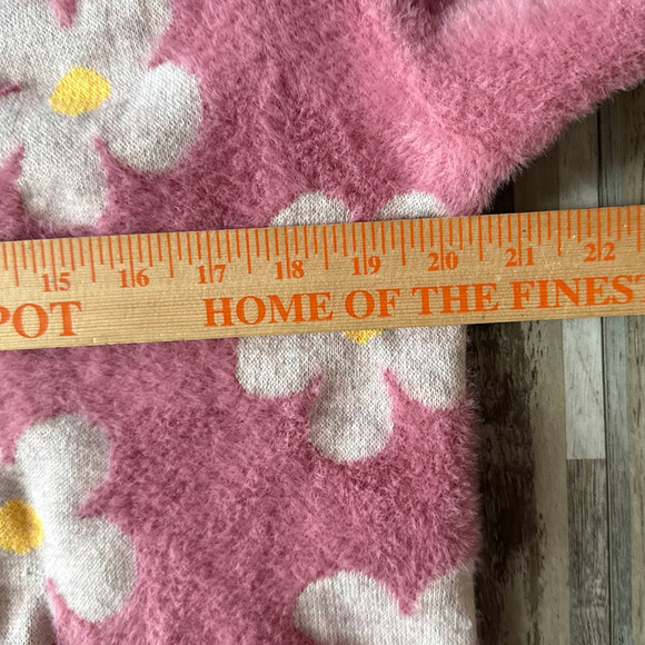Simply Southern Fuzzy Daisy Pink Long Open Front Duster Cardigan Sweater Small - Picture 9 of 10